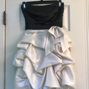 Black and cream fancy short dress strapless